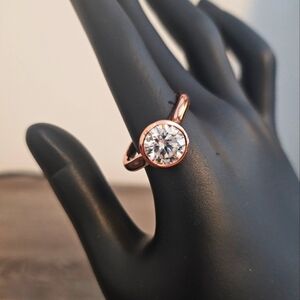 Size 9 rose gold moissanite bezel ring